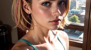 Blond Girl Selfie with Sunset Glow